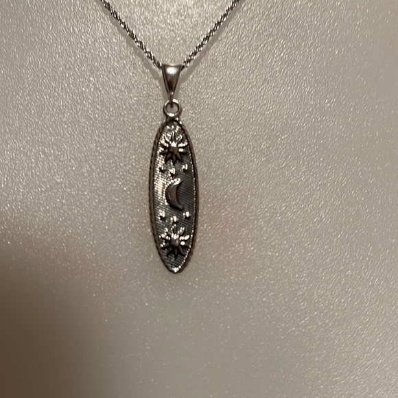 NWT 18” adjustable Sterling Silver Sun, crescent and Star pendant - Picture 2 of 9